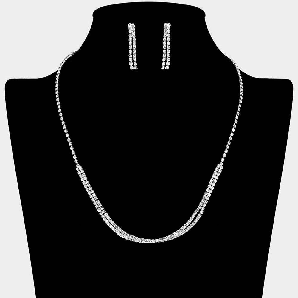 Layered Rhinestone Dual Strand Necklace - Madeline Love - Flyclothing LLC