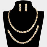 3PCS - Rhinestone Accented Necklace Jewelry Set - Madeline Love - Flyclothing LLC