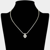 Heart CZ Stone Charm Drop Rhinestone Necklace - Madeline Love - Flyclothing LLC