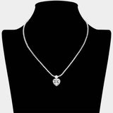Heart CZ Stone Charm Drop Rhinestone Necklace - Madeline Love - Flyclothing LLC