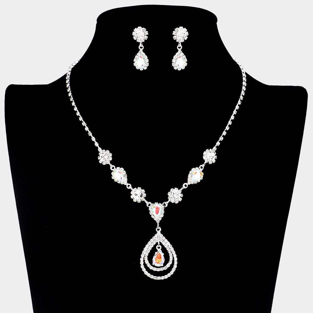 CZ Stone Teardrop Pendant Pointed Rhinestone Necklace - Madeline Love - Flyclothing LLC