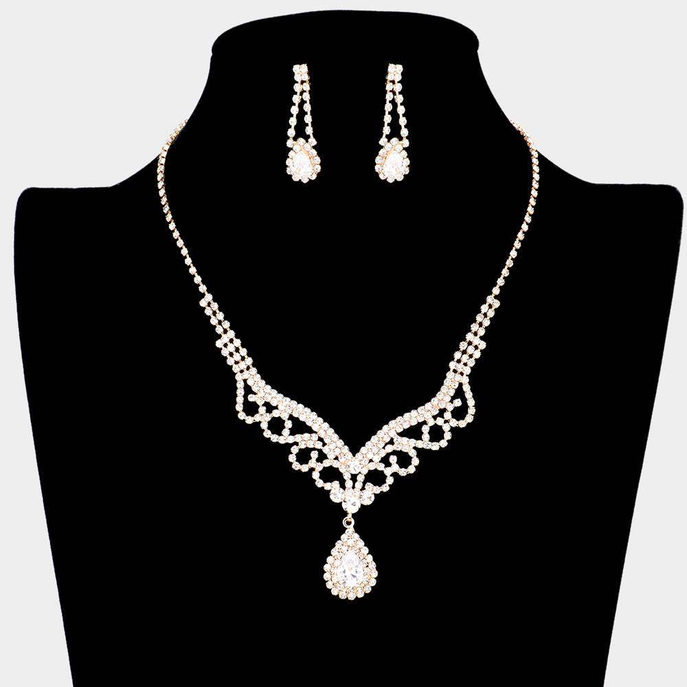 CZ Teardrop Accented Necklace - Madeline Love - Flyclothing LLC