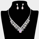 Bubble Crystal Cluster Teardrop Centered Necklace - Madeline Love - Flyclothing LLC