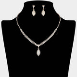 Marquise CZ Stone Pendant Accent Rhinestone Paved Necklace - Madeline Love - Flyclothing LLC