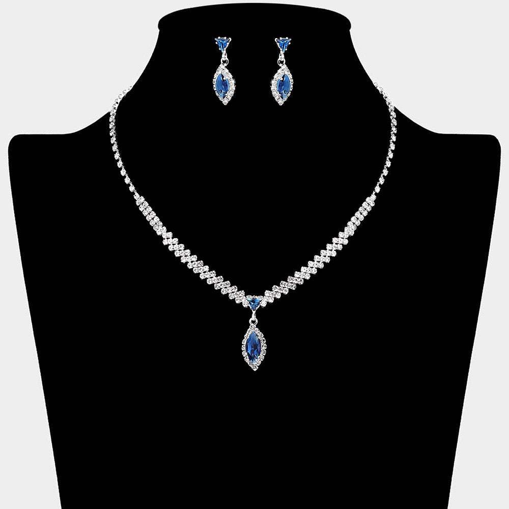 Marquise CZ Stone Pendant Accent Rhinestone Paved Necklace - Madeline Love - Flyclothing LLC