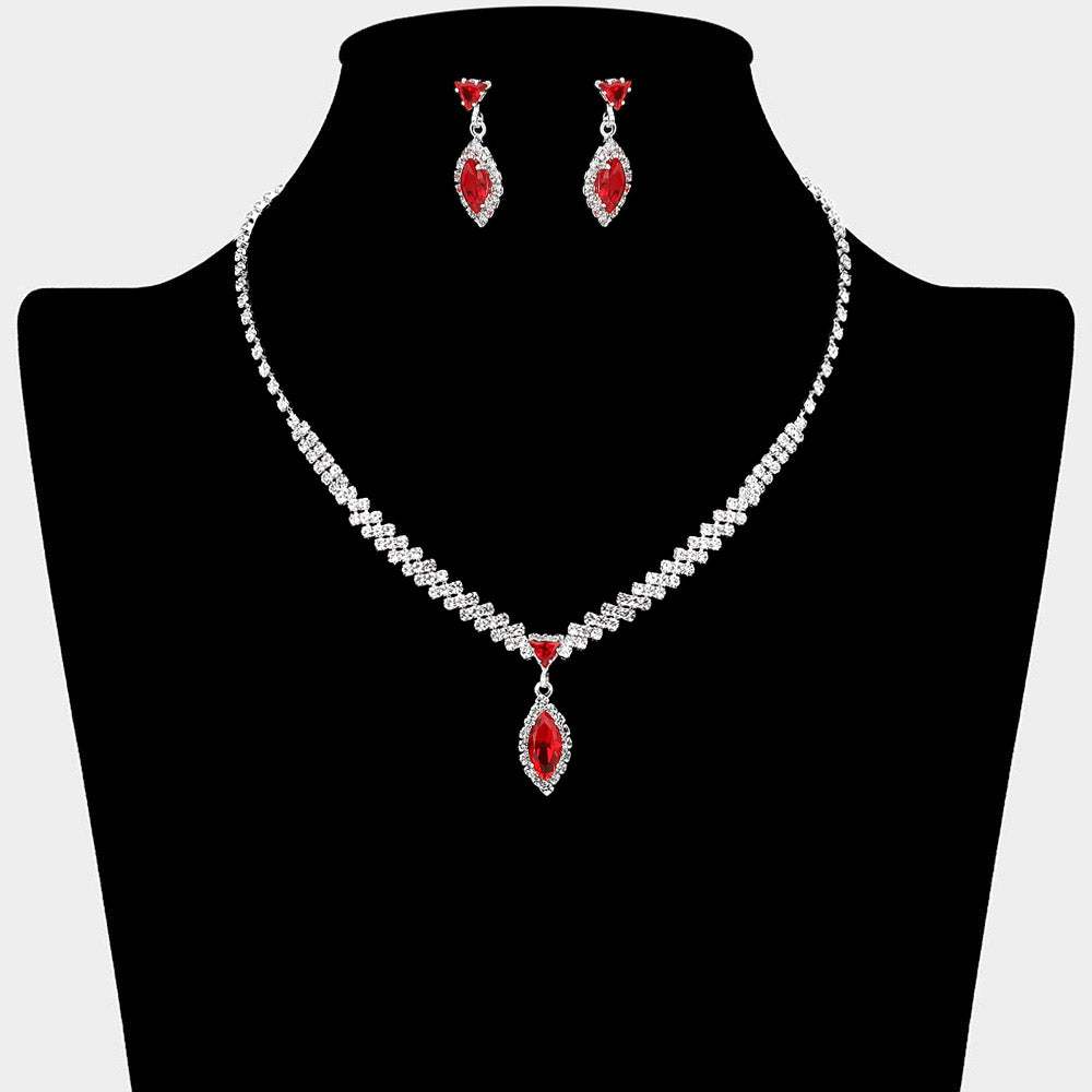 Marquise CZ Stone Pendant Accent Rhinestone Paved Necklace - Madeline Love - Flyclothing LLC