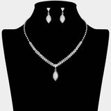 Marquise CZ Stone Pendant Accent Rhinestone Paved Necklace - Madeline Love - Flyclothing LLC