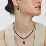 Marquise CZ Stone Pendant Accent Rhinestone Paved Necklace - Madeline Love - Flyclothing LLC