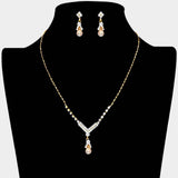 Pave Crystal Rhinestone Teardrop Dangle Necklace - Madeline Love - Flyclothing LLC