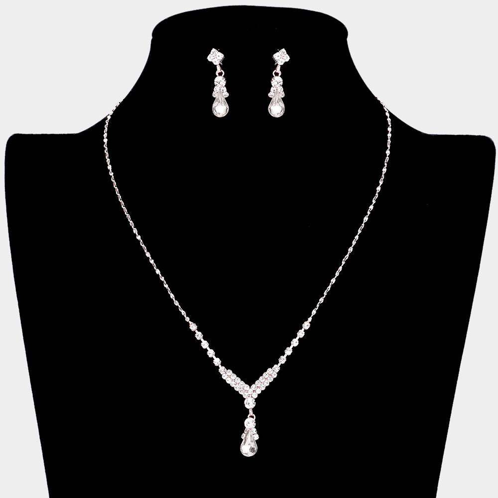 Teardrop Pendant Crystal Rhinestone Necklace - Madeline Love - Flyclothing LLC