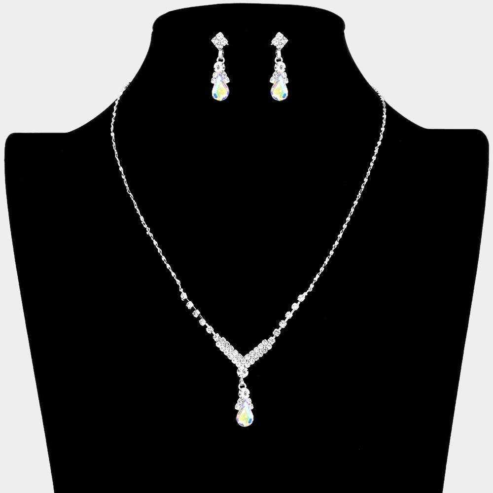 Teardrop Pendant Crystal Rhinestone Necklace - Madeline Love - Flyclothing LLC