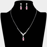 Pave Crystal Rhinestone Teardrop Dangle Necklace - Madeline Love - Flyclothing LLC