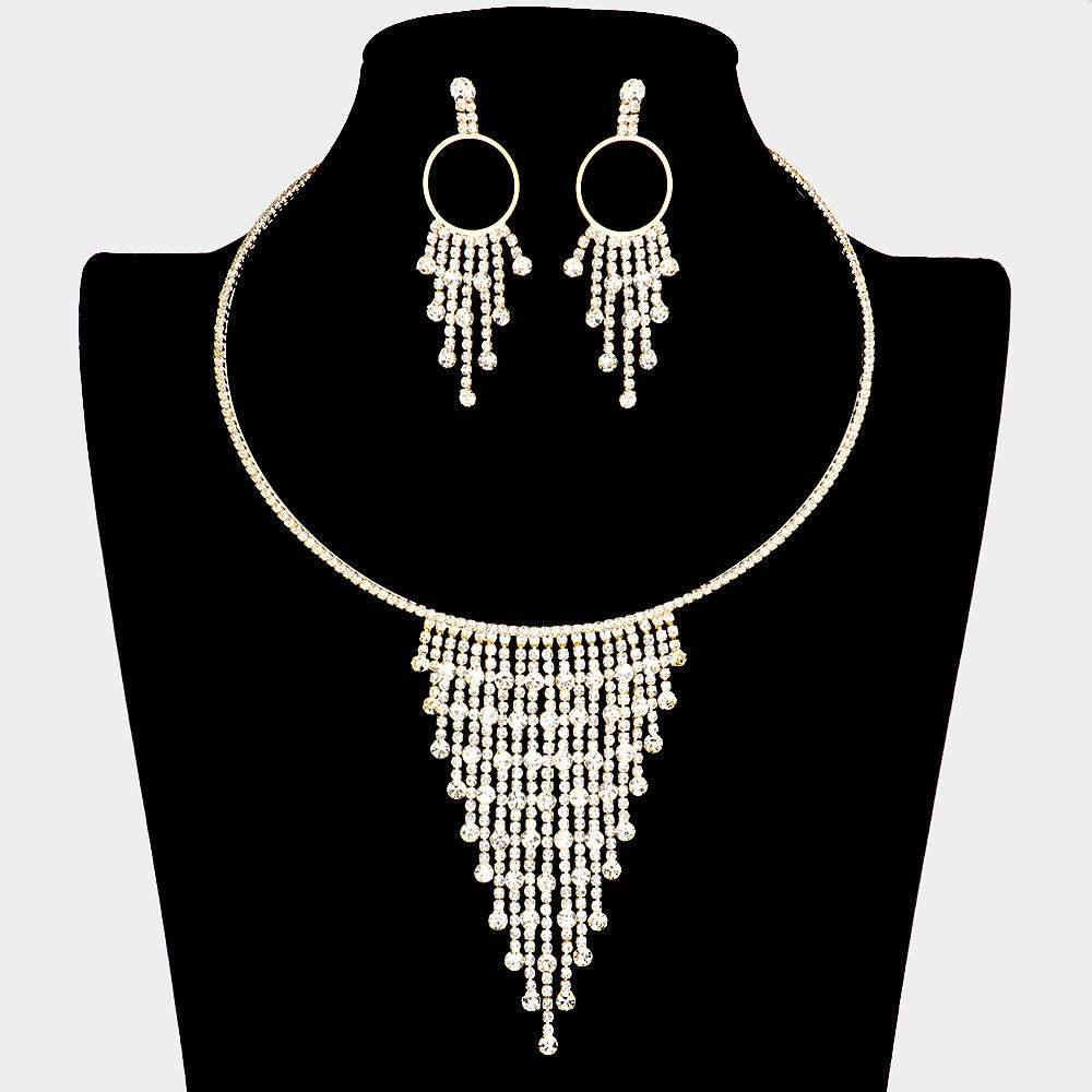 Bubble Stone Fringe Rhinestone Necklace - Madeline Love - Flyclothing LLC