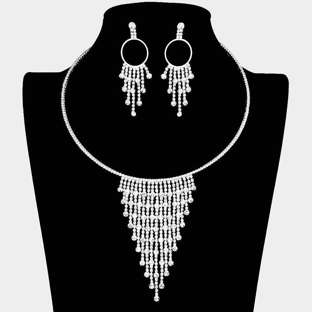 Bubble Stone Fringe Rhinestone Necklace - Madeline Love - Flyclothing LLC