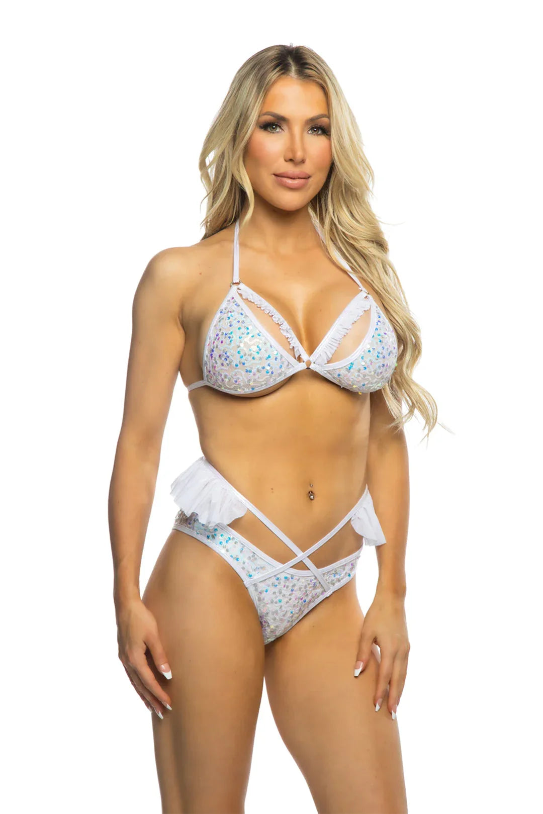 JR179 - Crushed Candy Sequin Ruffle Bikini Set