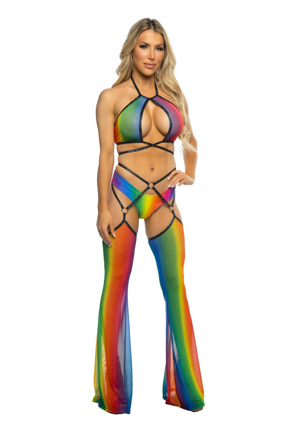 J Valentine Rainbow Mesh Wrap Halter - J. Valentine - Flyclothing LLC