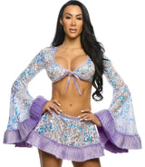 JR175 - Sequin Faux Fur Trimmed Skirt - J. Valentine - Flyclothing LLC