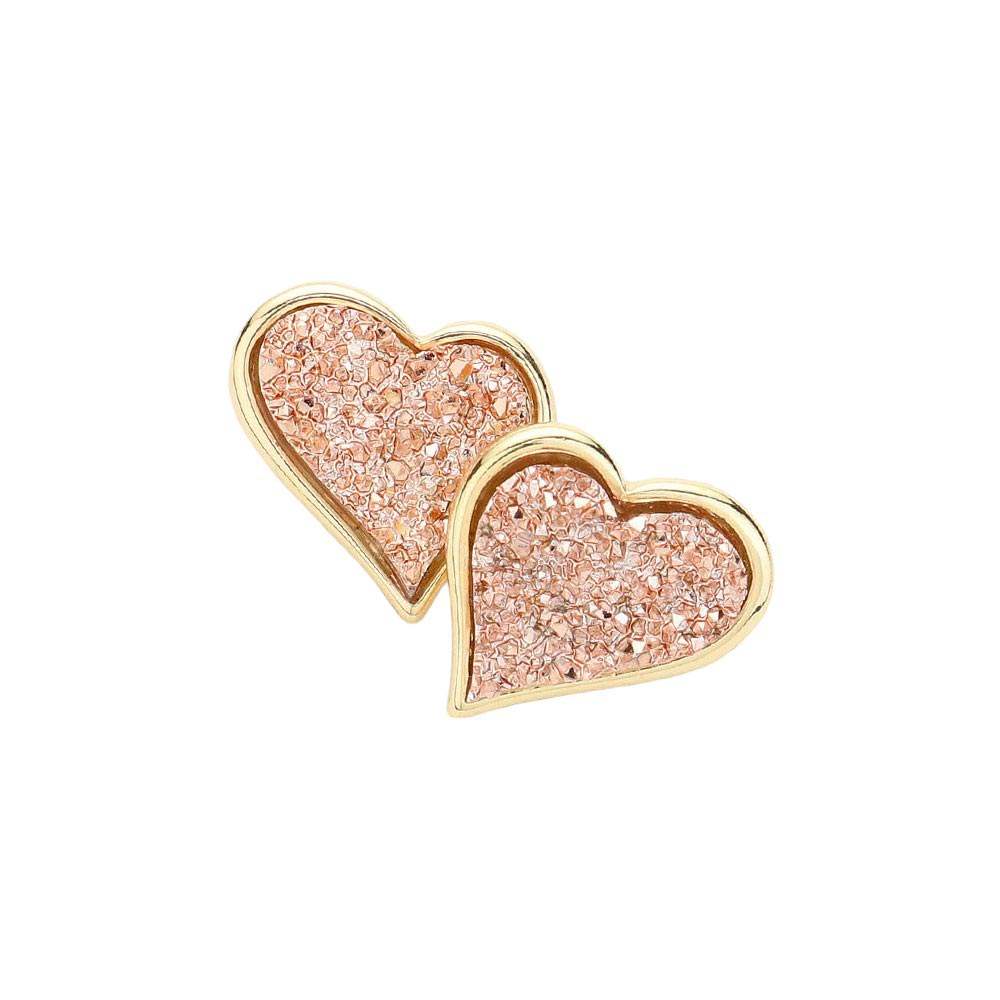 Druzy Heart Stud Earrings - Madeline Love - Flyclothing LLC
