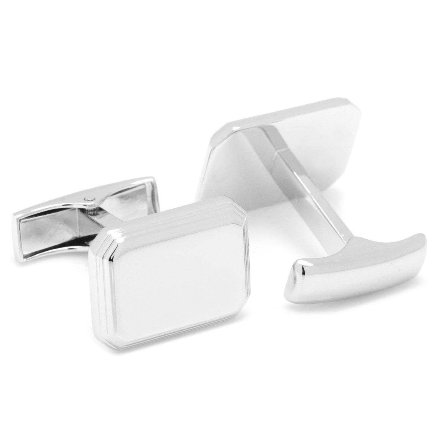 Sterling Rectangular Engravable Cufflinks - Cufflinks.com - Flyclothing LLC