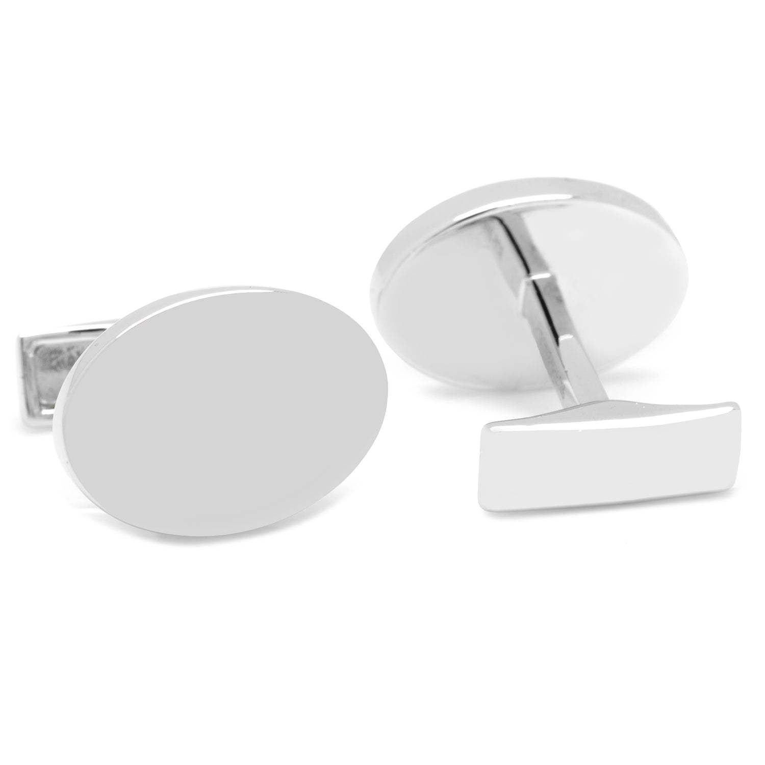 Sterling Silver Infinity Edge Oval Engravable Cufflinks - Cufflinks.com - Flyclothing LLC
