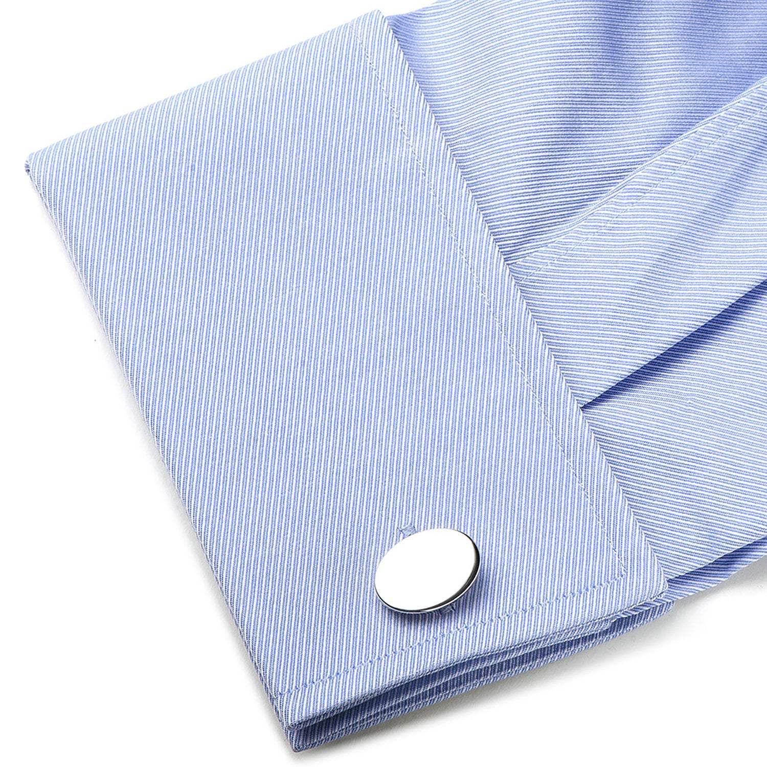 Sterling Silver Infinity Edge Oval Engravable Cufflinks - Cufflinks.com - Flyclothing LLC