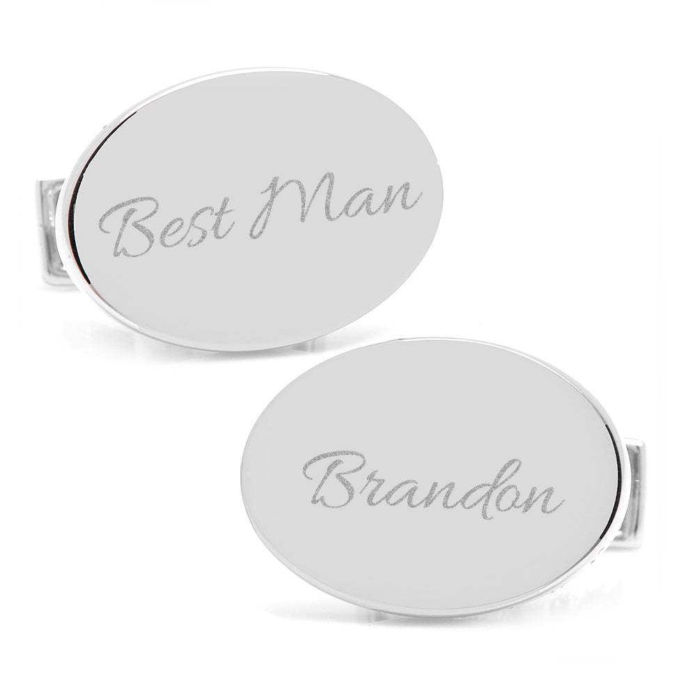 Sterling Silver Infinity Edge Oval Engravable Cufflinks - Cufflinks.com - Flyclothing LLC