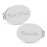 Sterling Silver Infinity Edge Oval Engravable Cufflinks - Cufflinks.com - Flyclothing LLC