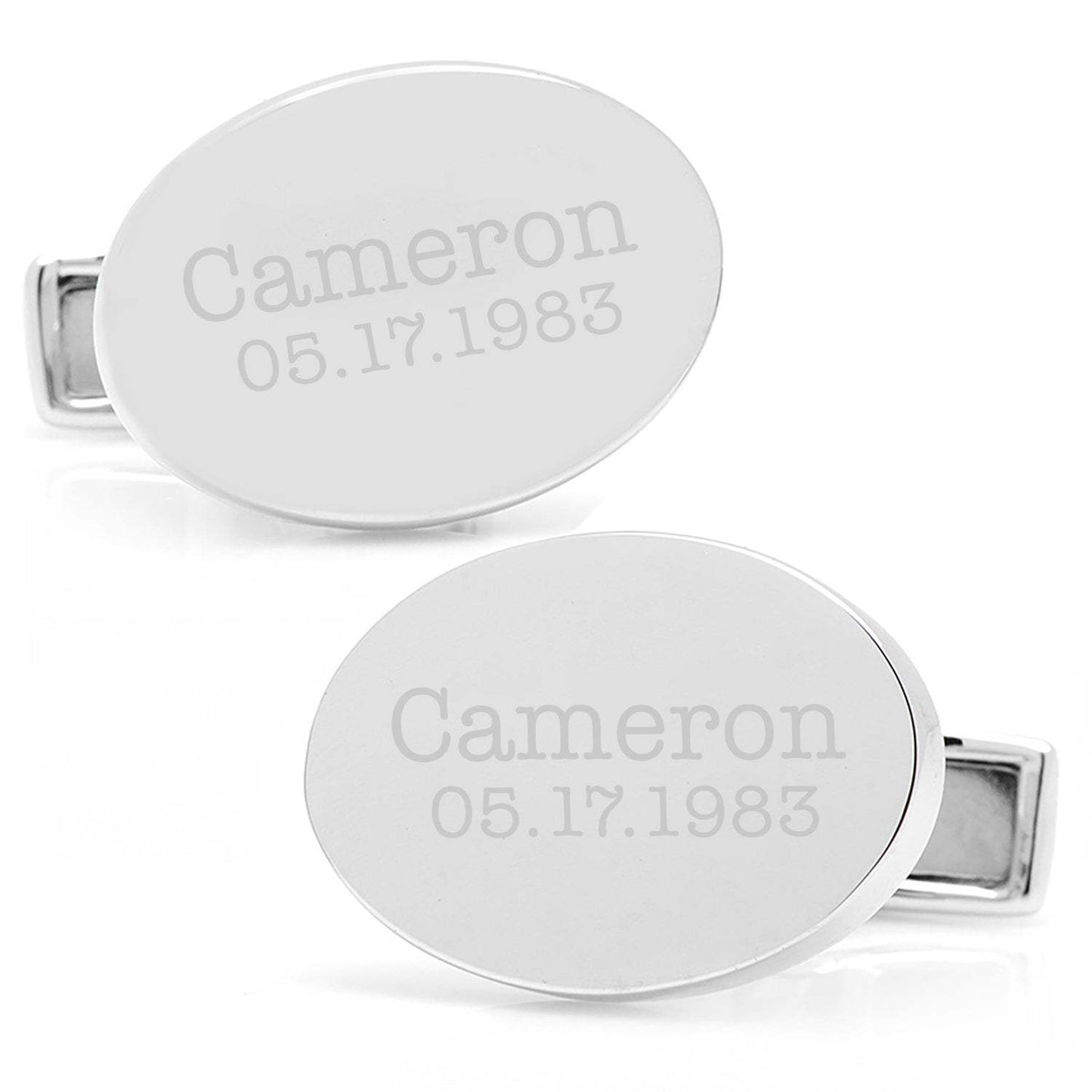 Engraved Precious Moments Sterling Silver Oval Cufflinks - Cufflinks.com - Flyclothing LLC