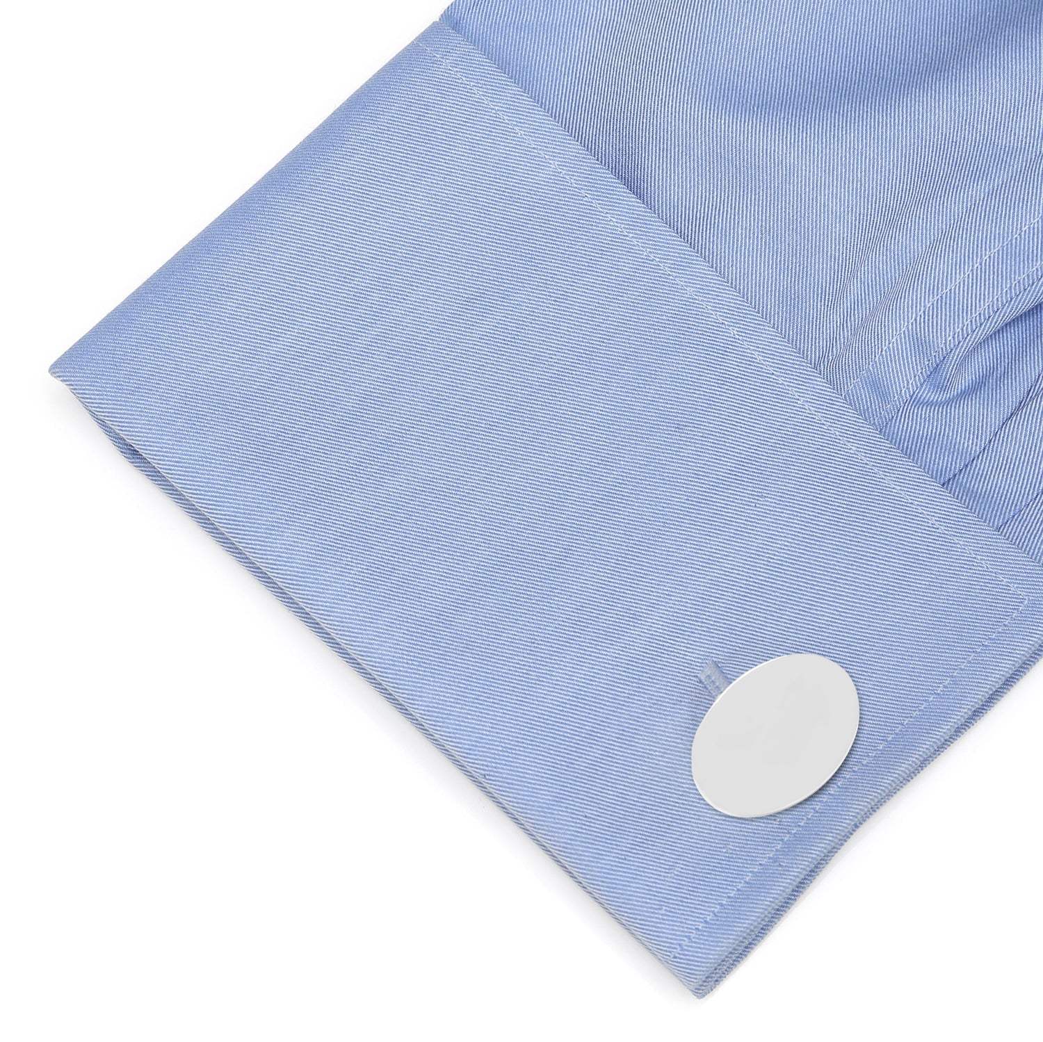 Engraved Precious Moments Sterling Silver Oval Cufflinks - Cufflinks.com - Flyclothing LLC