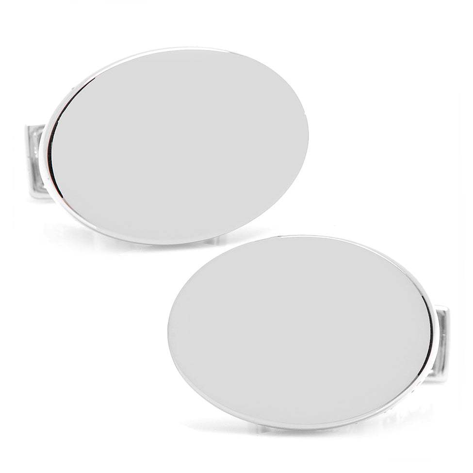 Sterling Silver Infinity Edge Oval Engravable Cufflinks - Cufflinks.com - Flyclothing LLC