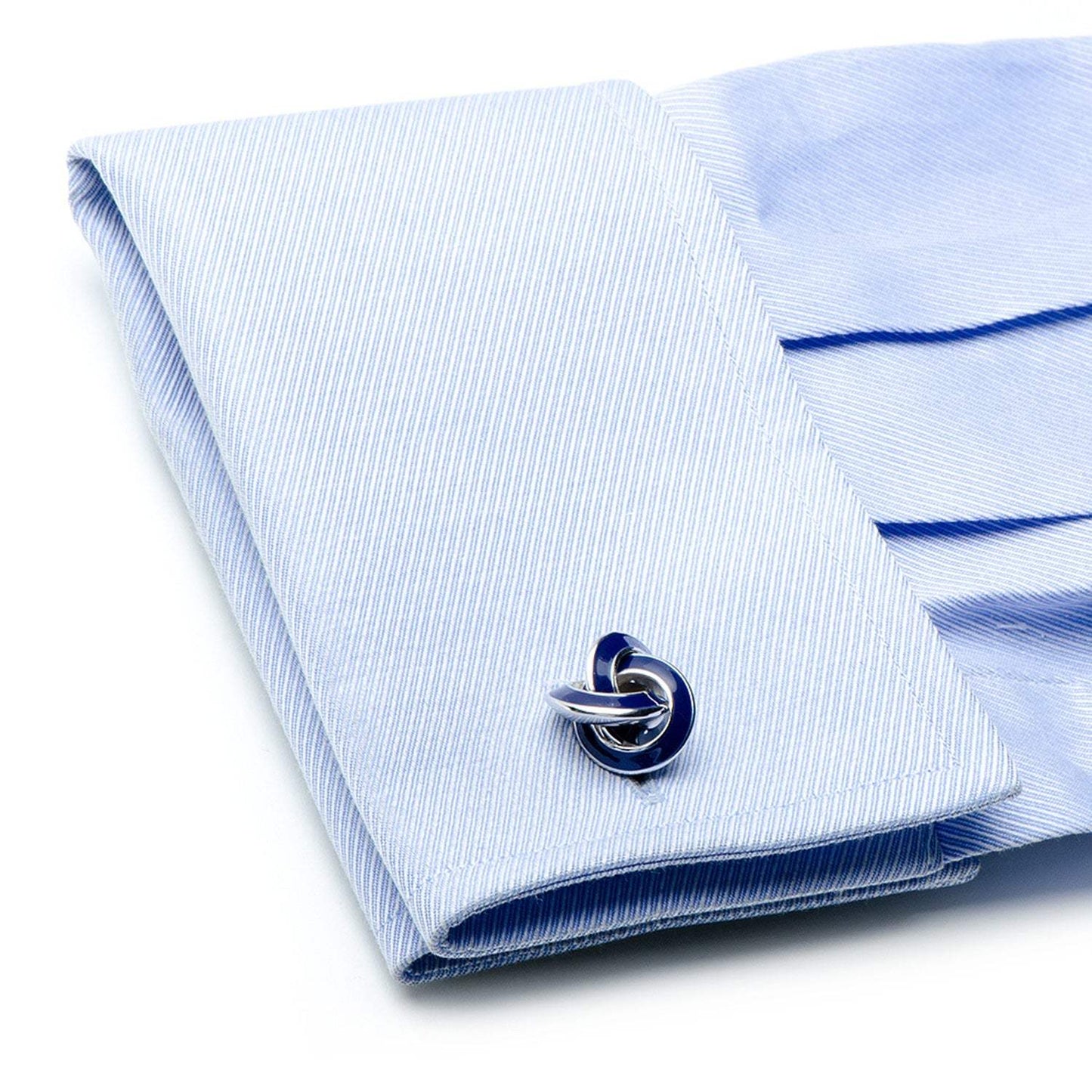 Sterling Blue Enamel Knot Cufflinks - Cufflinks.com - Flyclothing LLC