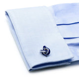 Sterling Blue Enamel Knot Cufflinks - Cufflinks.com - Flyclothing LLC