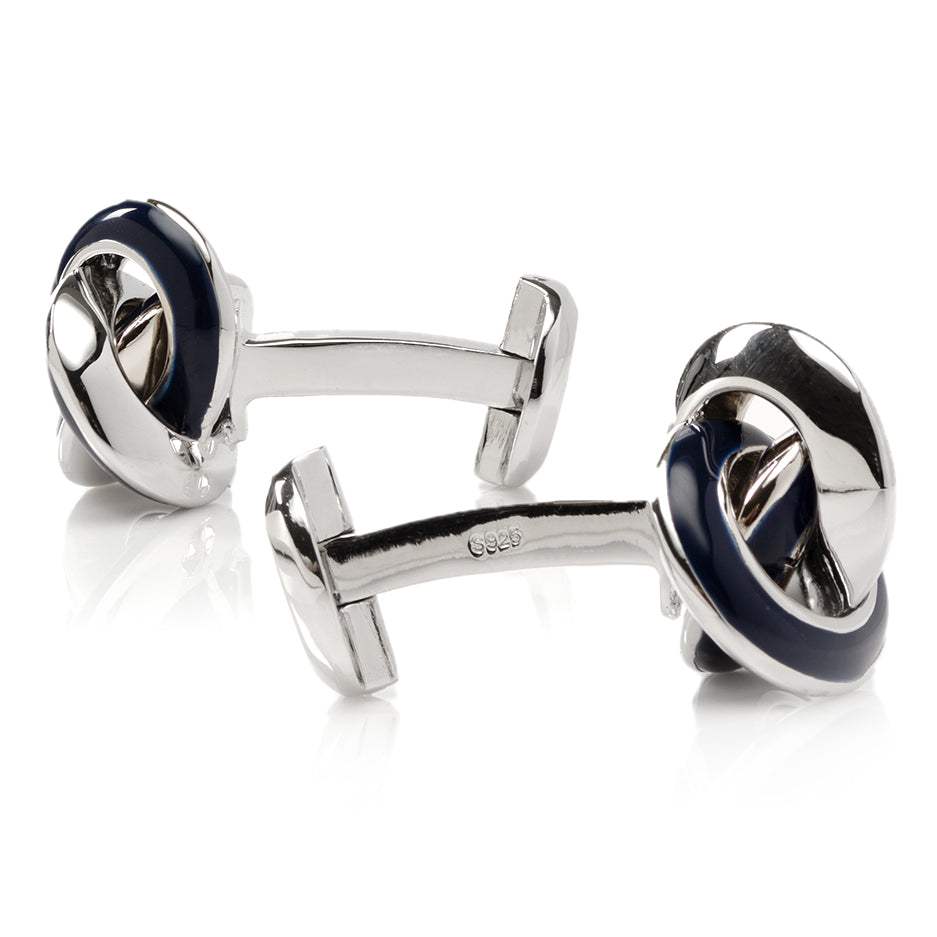 Sterling Blue Enamel Knot Cufflinks - Cufflinks.com - Flyclothing LLC