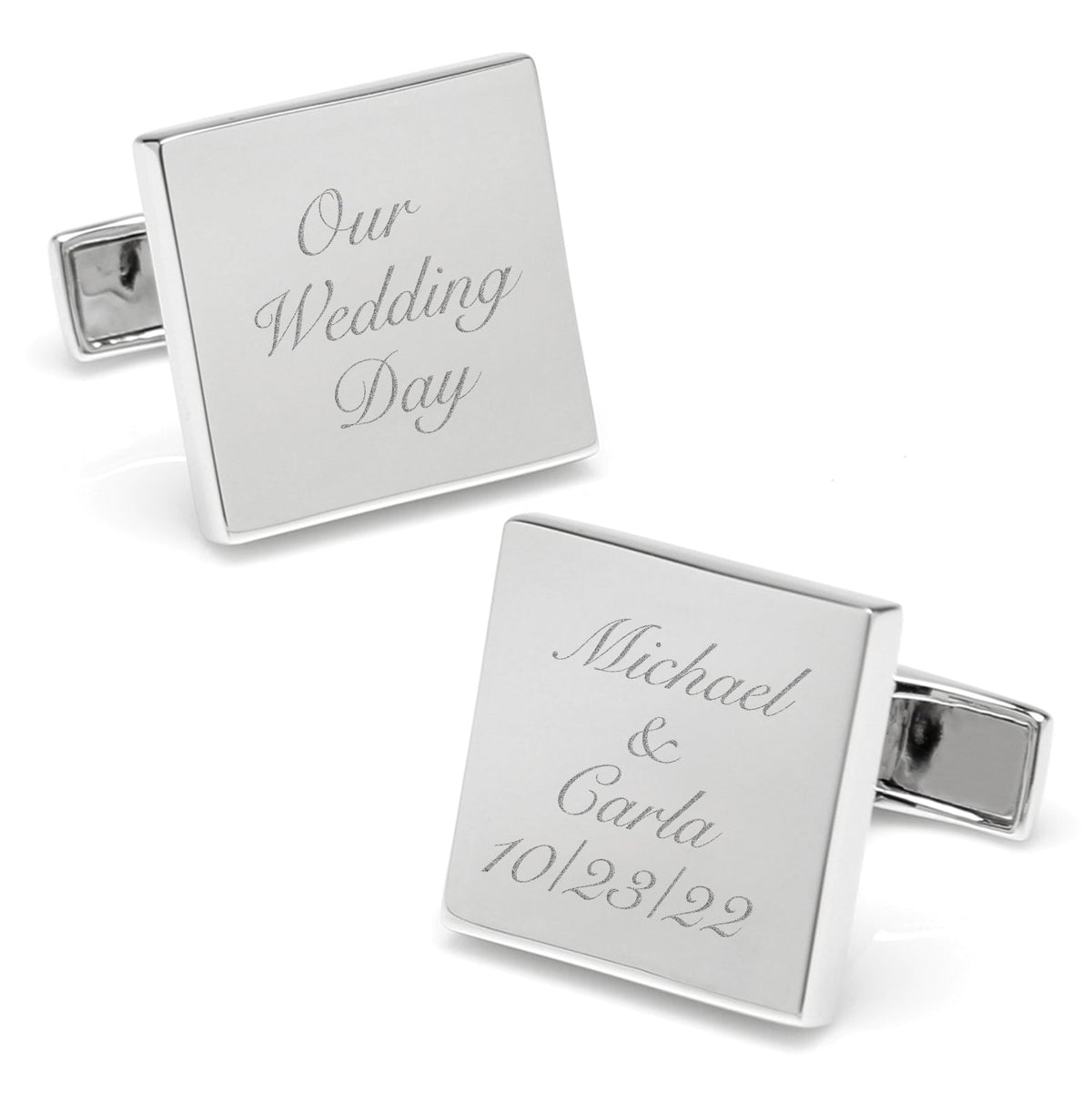 Sterling Silver Infinity Edge Square Engravable Cufflinks - Cufflinks.com - Flyclothing LLC