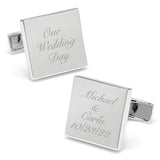 Sterling Silver Infinity Edge Square Engravable Cufflinks - Cufflinks.com - Flyclothing LLC
