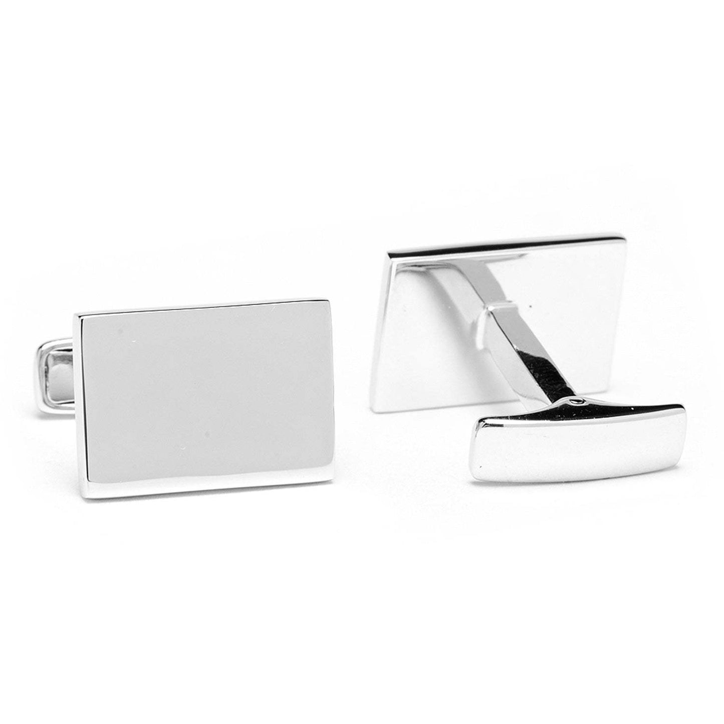 Sterling Silver Infinity Edge Rectangle Engravable Cufflinks - Cufflinks.com - Flyclothing LLC