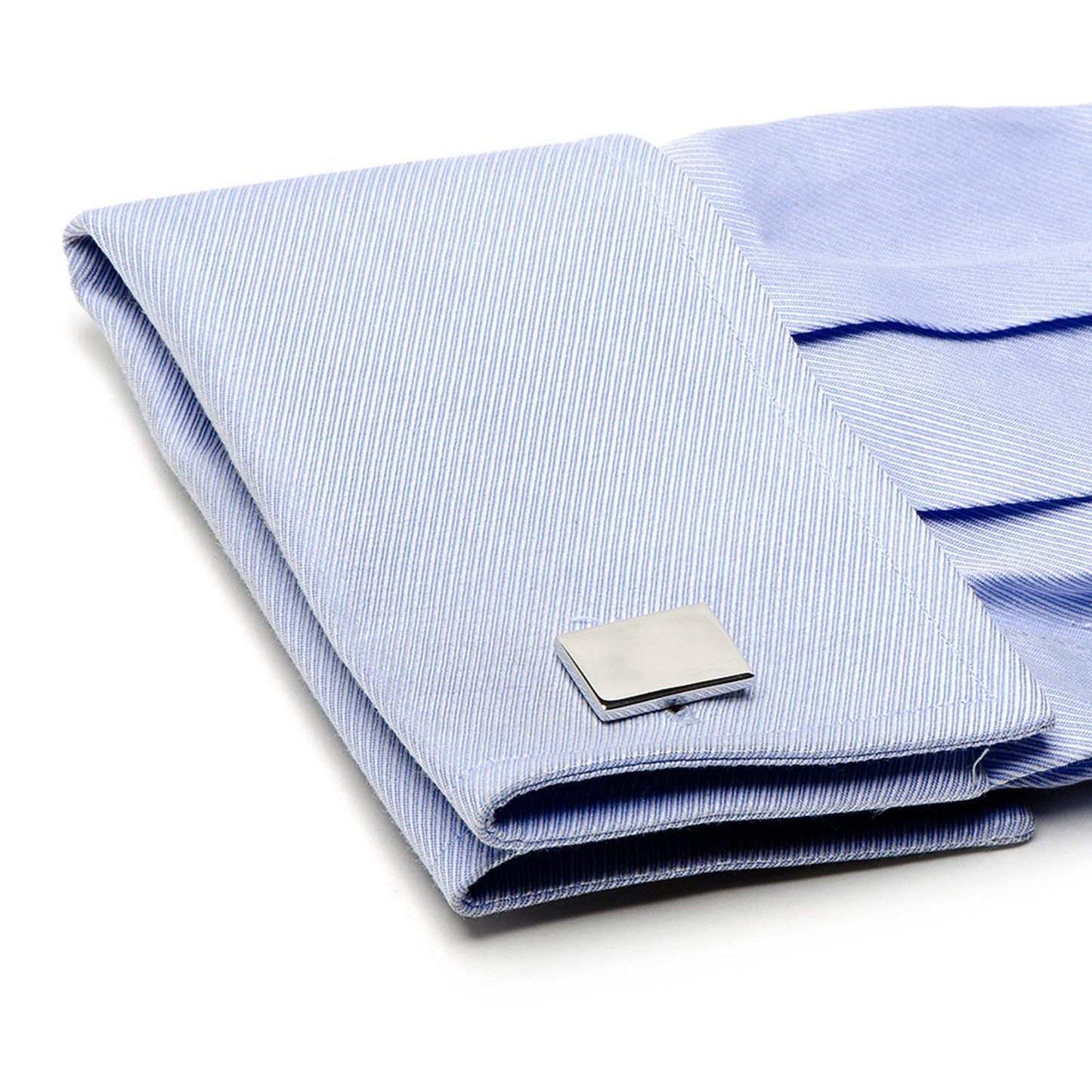 Sterling Silver Infinity Edge Rectangle Engravable Cufflinks - Cufflinks.com - Flyclothing LLC