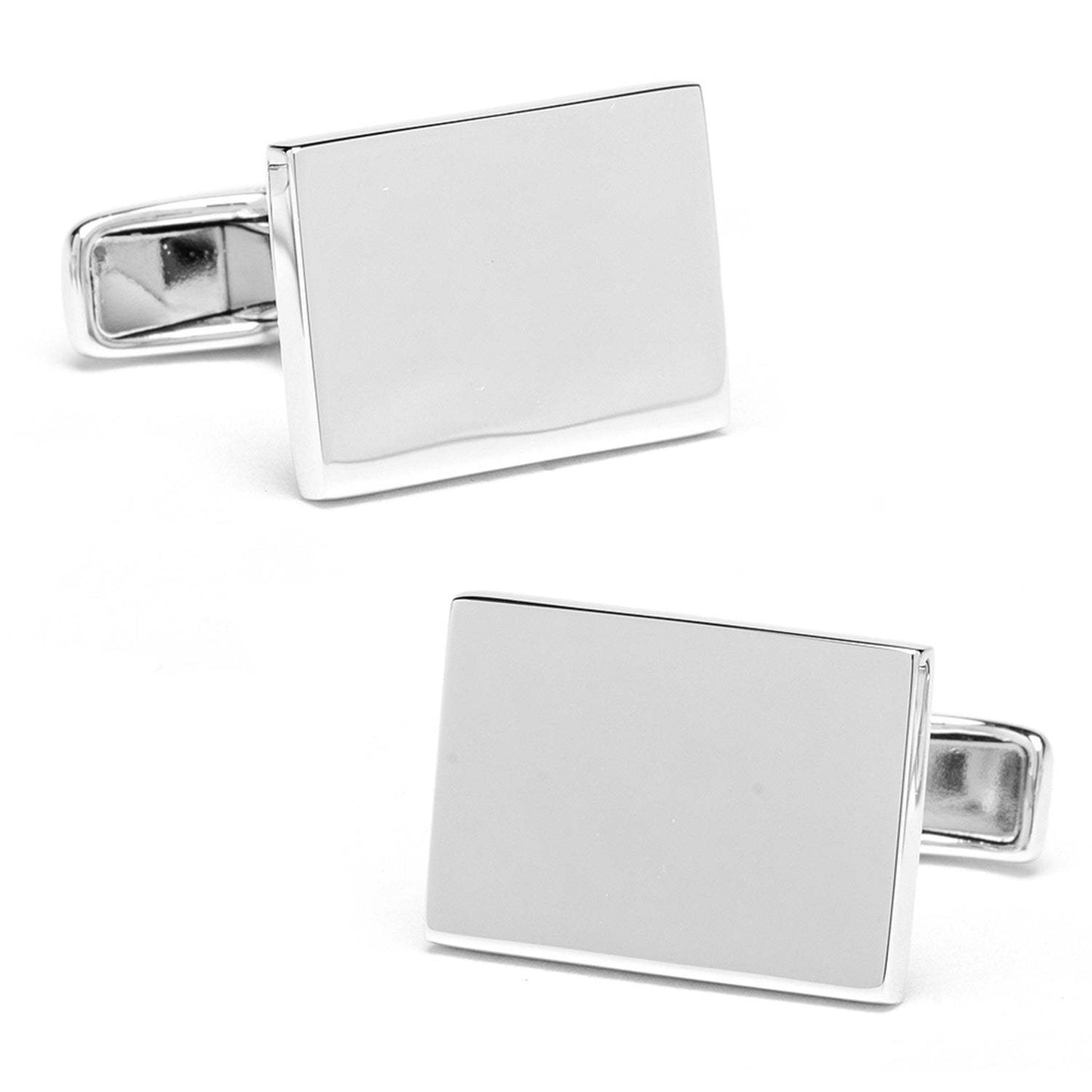 Sterling Silver Infinity Edge Rectangle Engravable Cufflinks - Cufflinks.com - Flyclothing LLC