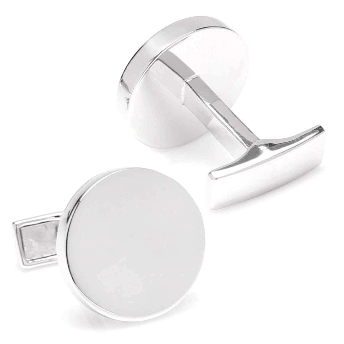 Sterling Silver Infinity Edge Round Engravable Cufflinks - Cufflinks.com - Flyclothing LLC