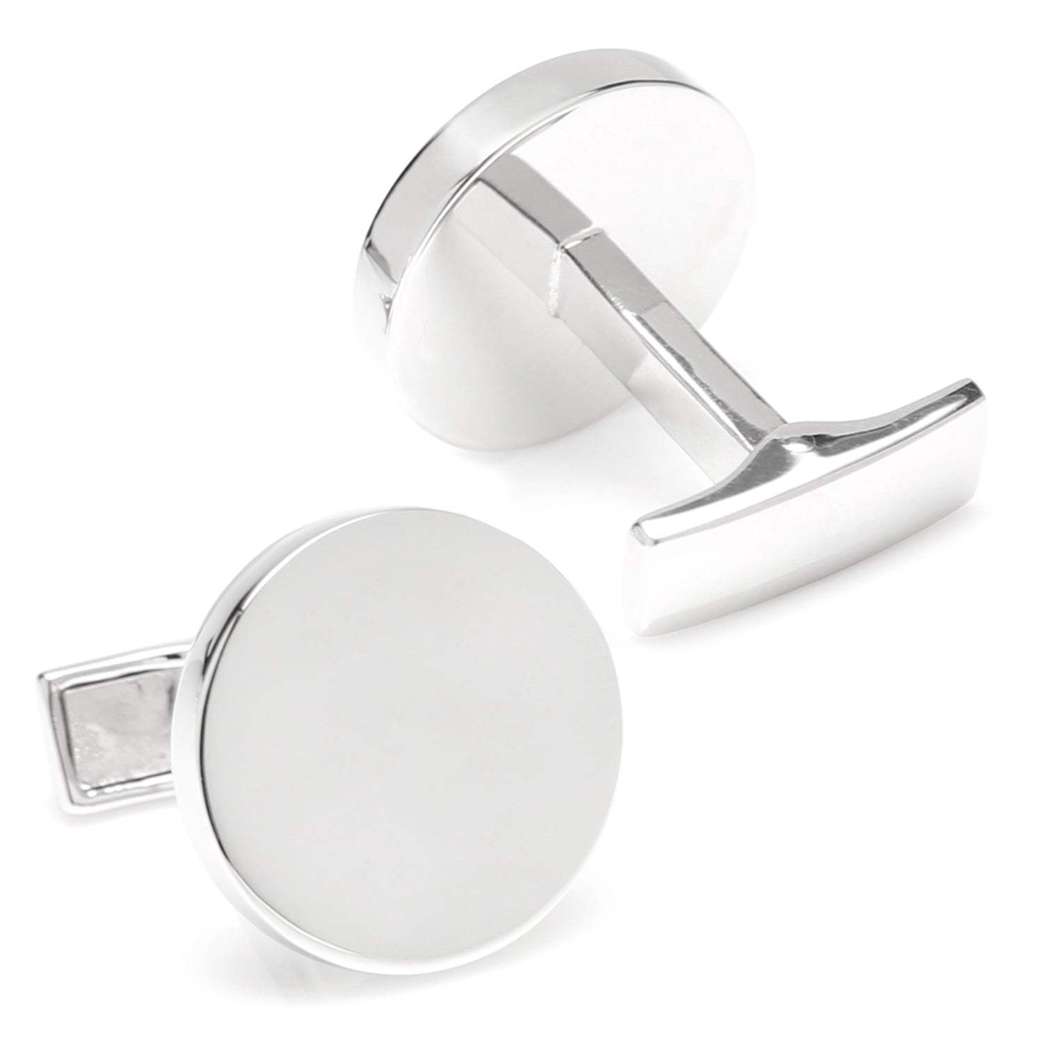 Sterling Silver Infinity Edge Round Engravable Cufflinks - Cufflinks.com - Flyclothing LLC