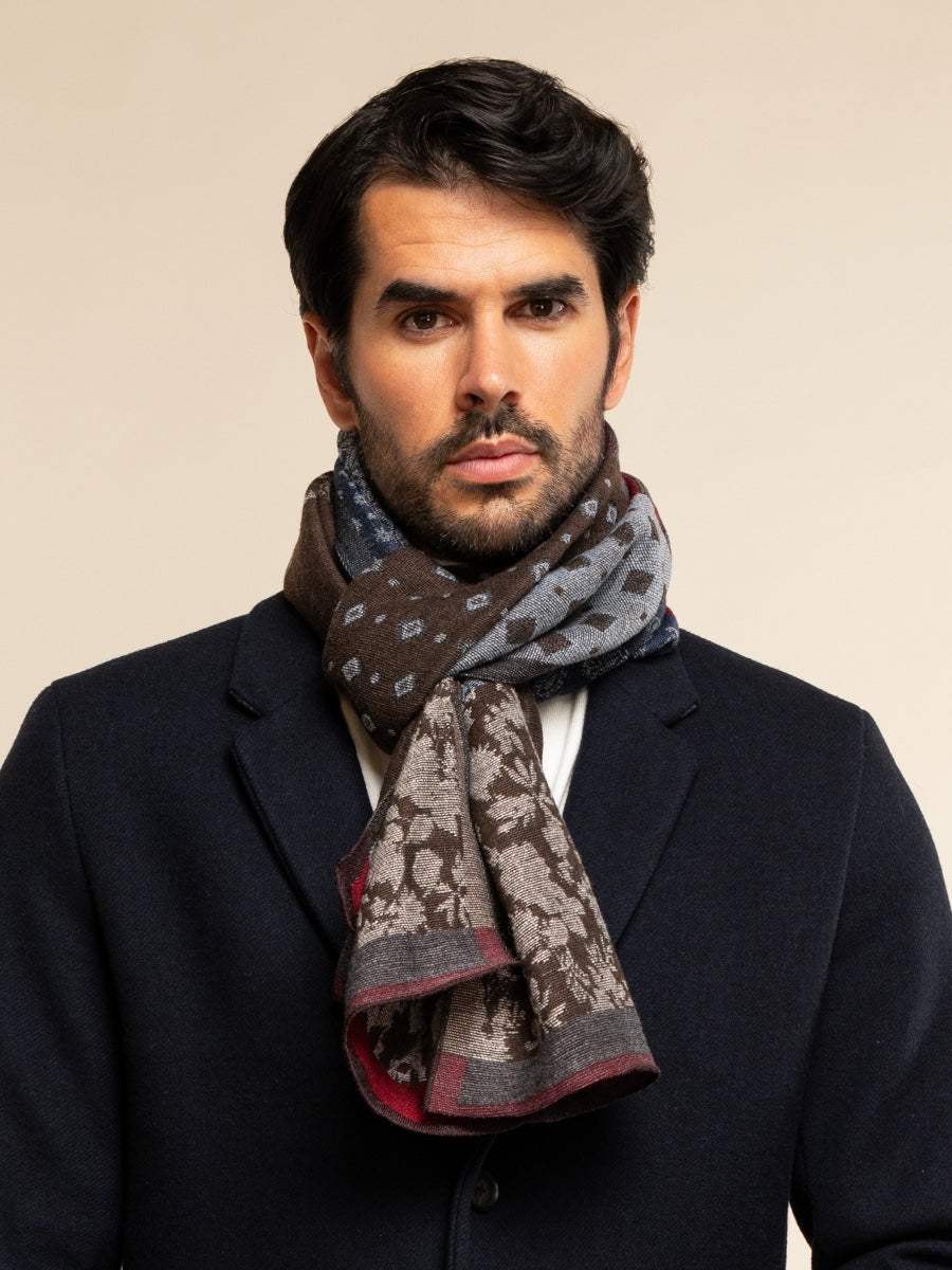 Federico (red/blue) - Warm and soft Italian scarf from wool blend