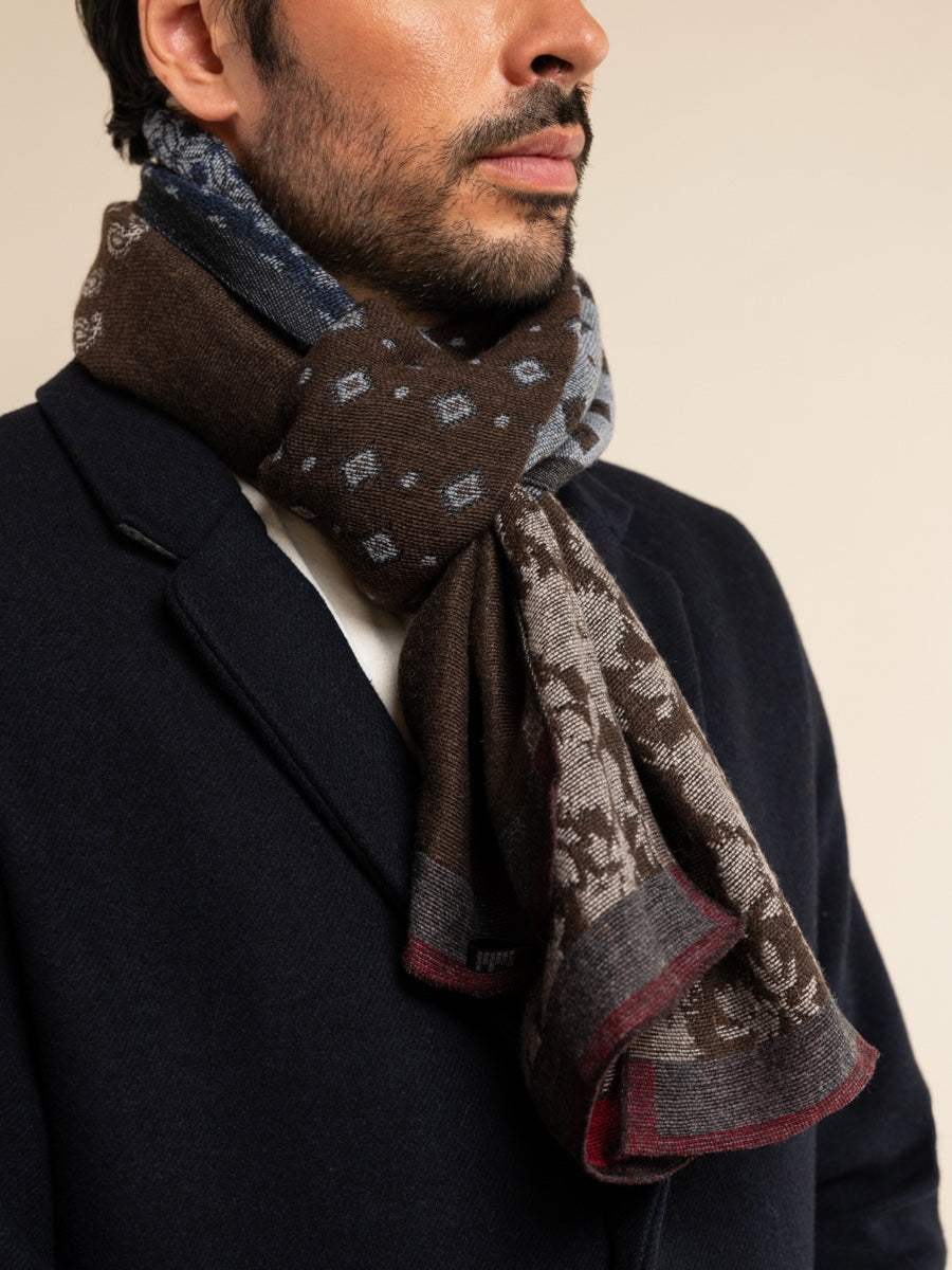 Federico (red/blue) - Warm and soft Italian scarf from wool blend