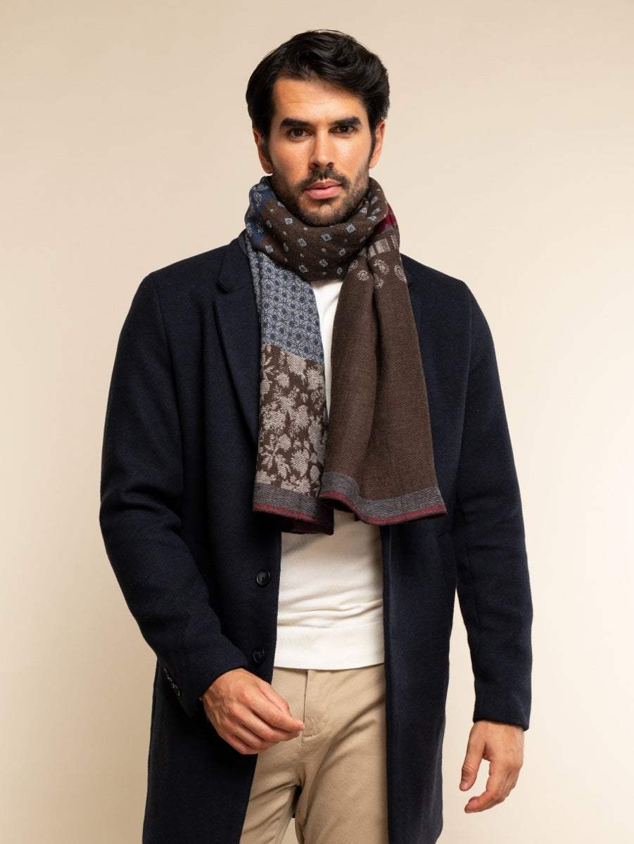 Federico (red/blue) - Warm and soft Italian scarf from wool blend