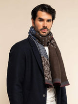 Federico (red/blue) - Warm and soft Italian scarf from wool blend