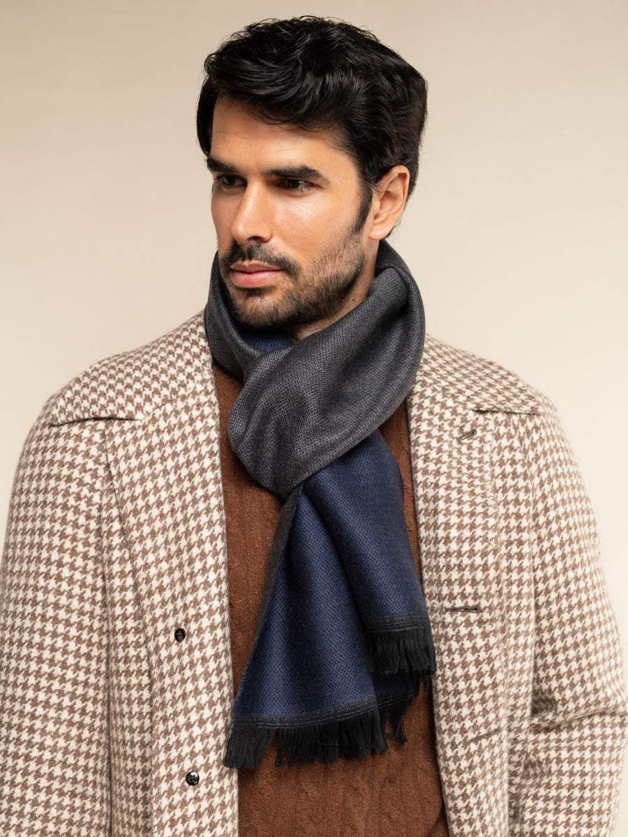Romeo (blue/grey) - Italian warm and soft scarf made from 100% wool