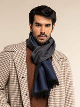 Romeo (blue/grey) - Italian warm and soft scarf made from 100% wool