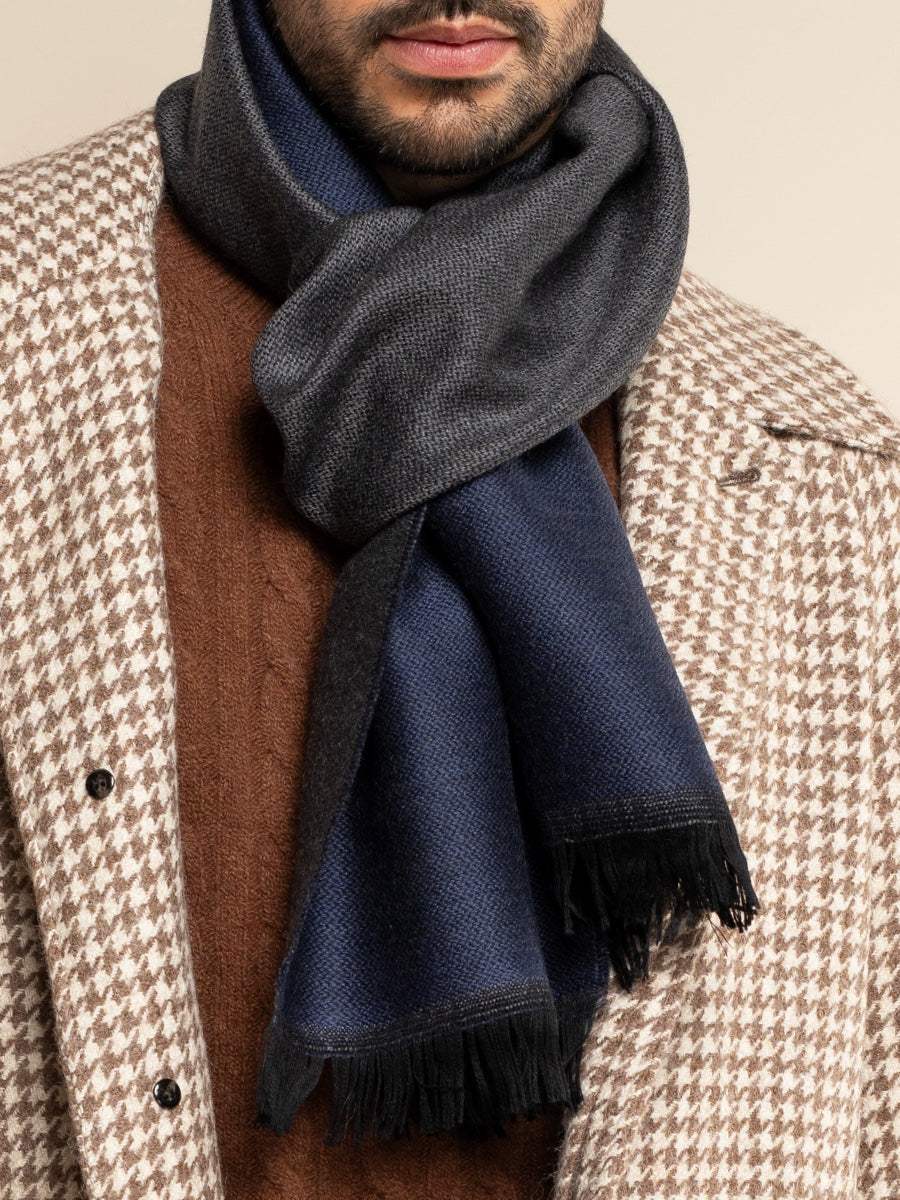 Romeo (blue/grey) - Italian warm and soft scarf made from 100% wool