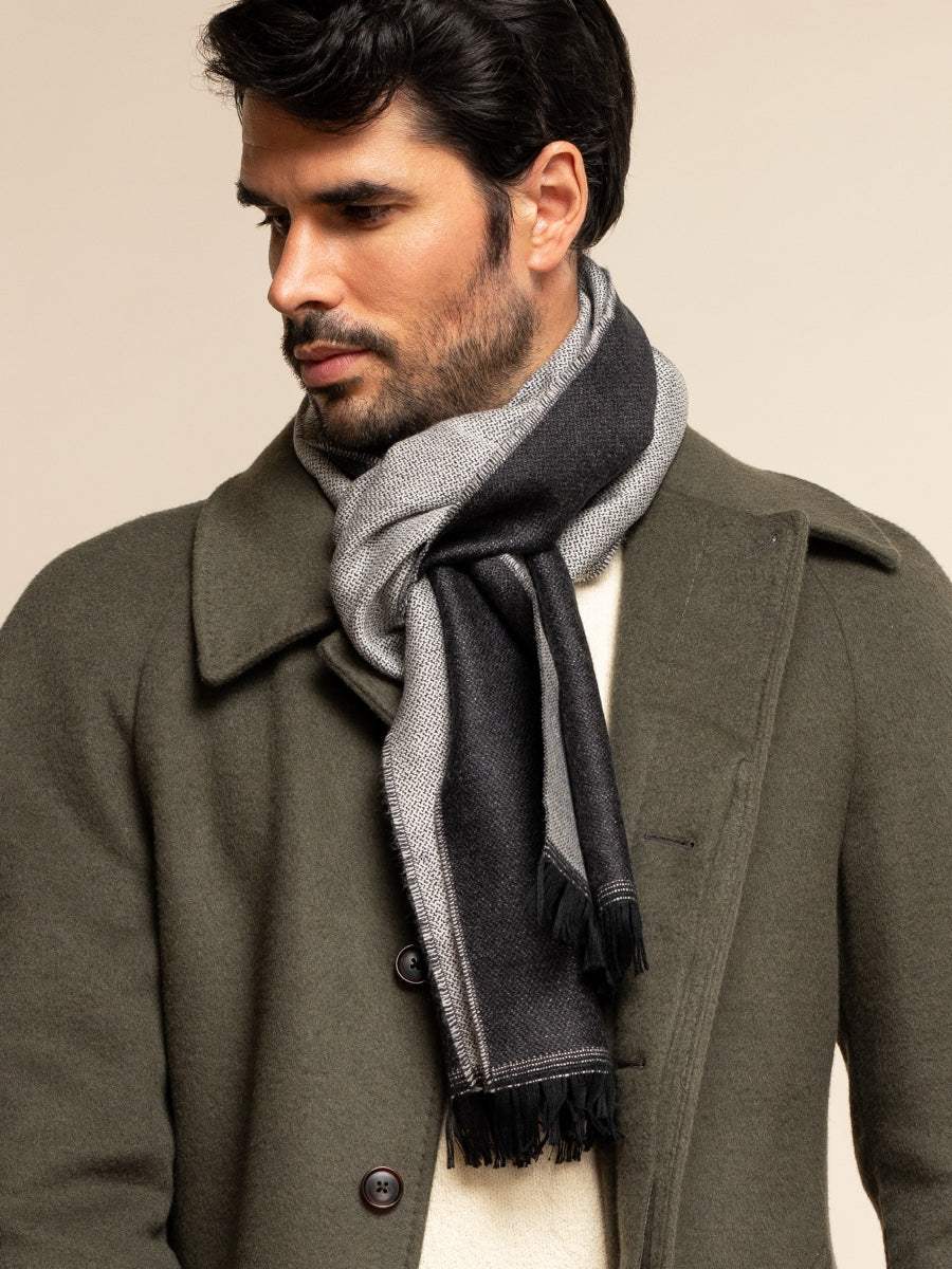 Romeo (blue/grey) - Italian warm and soft scarf made from 100% wool - Leather Gloves Online - Flyclothing LLC