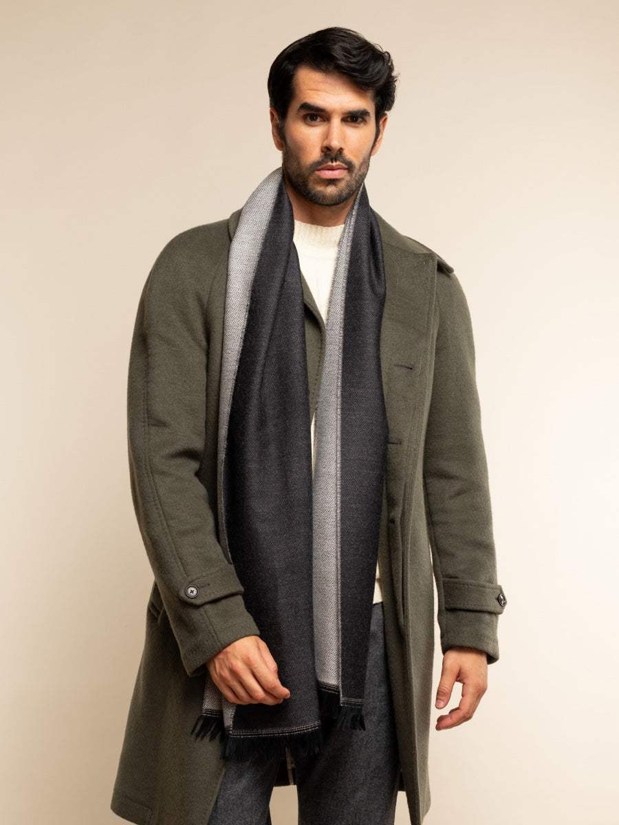 Romeo (blue/grey) - Italian warm and soft scarf made from 100% wool - Leather Gloves Online - Flyclothing LLC