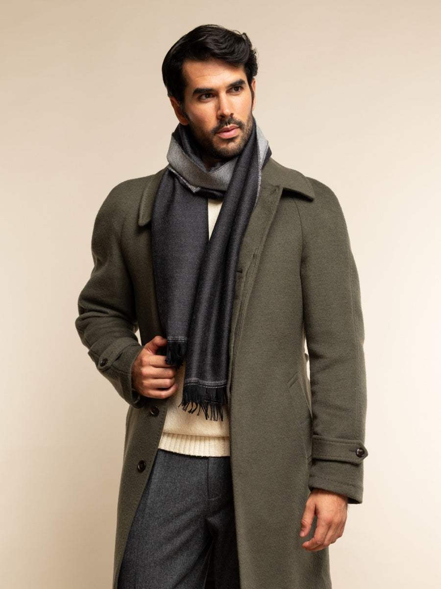 Romeo (blue/grey) - Italian warm and soft scarf made from 100% wool - Leather Gloves Online - Flyclothing LLC